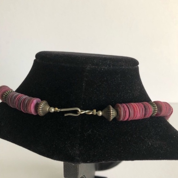 Vintage rose quartz pink shell gray bead necklace - Picture 4 of 4